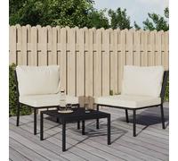 vidaXL Sedie da Giardino con Cuscini Sabbia 2pz 60x74x79 cm Acciaio
