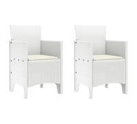 vidaXL Sedie da Giardino con Cuscini - Set da 2 Pezzi in Rattan Sintetico Bianco, Leggere e Resistenti ai Raggi UV. Design Moderno per Mobili da Terrazzo e Patio. Perfette per Un Relax Funzionale e