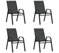 AX 4 Sedie Nero 55x65x89cm Robuste Cena Acciaio Esterno Terrazza Balcone 318780