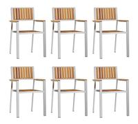 vidaXL Sedie da Giardino impilabili 6 PCS 54.5x56x87 cm Legno massello di Acacia, Sedie da Giardino impilabili 2 PCS Legno massello di Acacia e Metallo, Sedie da Giardino impilabili 4 p