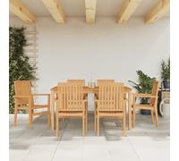 VIDAXL - Sedie Da Giardino Impilabili 6 Pz 56,5x57,5x91 Cm Massello Teak