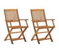 Sedie da giardino pieghevoli 2 pz in legno massello d'acacia