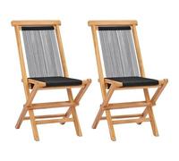 VIDAXL - Sedie Da Giardino Pieghevoli 2pz Legno Massello Di Teak E Corda