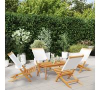 vidaXL Sedie da Giardino Pieghevoli 4pz Bianco Crema Tessuto e Legno