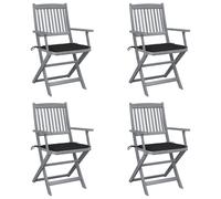 vidaXL Sedie da Giardino Pieghevoli 4pz con Cuscini in Massello Acacia