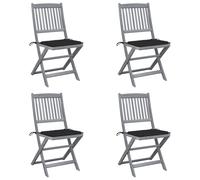 vidaXL Sedie da Giardino Pieghevoli 4pz con Cuscini in Massello Acacia