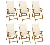 vidaXL Sedie da Giardino Pieghevoli 6 pz con Cuscini Massello Acacia