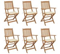 vidaXL Sedie da Giardino Pieghevoli 6 pz con Cuscini Massello Acacia