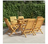 vidaXL Sedie da Giardino Pieghevoli 6pz 61x67x90cm Legno Massello Teak