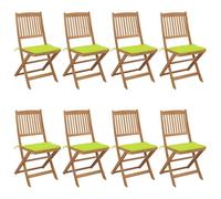 vidaXL Sedie da Giardino Pieghevoli 8 pz con Cuscini Massello Acacia