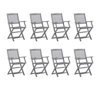 vidaXL Sedie da Giardino Pieghevoli 8 pz con Cuscini Massello Acacia