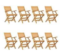 vidaXL Sedie da Giardino Pieghevoli 8pz 55x62x90cm Legno Massello Teak