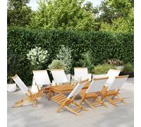 vidaXL Sedie da Giardino Pieghevoli 8pz Bianco Crema Tessuto e Legno