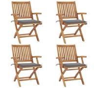 VIDAXL - Sedie da Giardino Pieghevoli con Cuscini 4 pz Massello di Teak