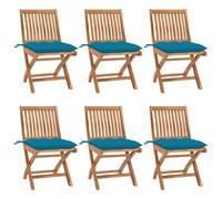 vidaXL Sedie da Giardino Pieghevoli con Cuscini 6 pz Massello di Teak