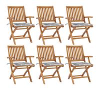 vidaXL Sedie da Giardino Pieghevoli con Cuscini 6 pz Massello di Teak