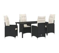 vidaXL Sedie da Giardino Reclinabili 2 Pezzi Nere con Cuscini | Schienale Regolabile, Resistenti alle Intemperie, per Esterni, Mobili in Rattan Sintetico, Set da Lounge per Patio e Terrazza