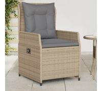 vidaXL Sedie da Giardino Reclinabili 2 pz Beige Polyrattan