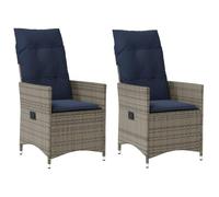 vidaXL Sedie da Giardino reclinabili 2 pz con Cuscini Grigie in polyrattan
