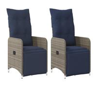 vidaXL Sedie da giardino reclinabili 2 pz con cuscini grigie in polyrattan