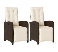 vidaXL Poltrona da giardino con poggiapiedi 2 pz. Regolabile in Poly Rattan marrone