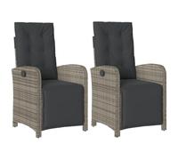vidaXL Sedie da Giardino Reclinabili 2 pz con Poggiapiedi Polyrattan