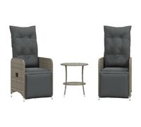 vidaXL Sedie da Giardino Reclinabili 2 pz con Tavolo in Polyrattan, Sedia reclinabile da Giardino, Poltrona da Giardino, Poltrona reclinabile