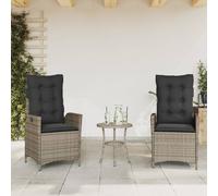 vidaXL Sedie da Giardino Reclinabili 2 pz e Cuscini Grigio Polyrattan