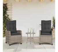 vidaXL Sedie da Giardino Reclinabili 2 pz e Cuscini Grigio Polyrattan