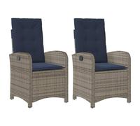 vidaXL Sedie da Giardino Reclinabili 2 pz e Cuscini Grigio Polyrattan