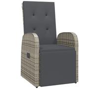 vidaXL Sedia da Giardino Reclinabile con Cuscino Imbottito Sfoderabile Poltroncina Relax Elegante Robusta Comoda in Polyrattan Grigio