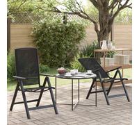 vidaXL Sedie da giardino reclinabili 2 pz Nero Textilene