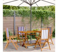 vidaXL Sedie da Giardino Reclinabili 4 pz Blu e Bianco Tessuto e Legno