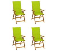 vidaXL Sedie da Giardino Reclinabili 4 pz con Cuscini Massello Acacia