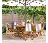 vidaXL Sedie da Giardino Reclinabili 6 pz Blu e Bianco Tessuto e Legno