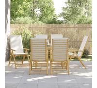 vidaXL Sedie da Giardino Reclinabili 6 pz Cuscini Bianco Crema Bambù