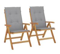 vidaXL Sedie da Giardino Reclinabili con Cuscini 2 pz in Legno di Teak