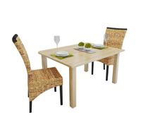 vidaXL Sedie da Pranzo 2 pz in Abaca e Legno Massello di Mango