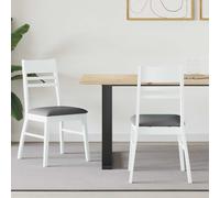 vidaXL Sedie da pranzo 2 pz Legno di gomma solido Bianco
