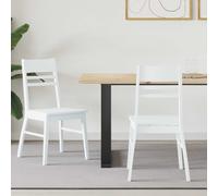vidaXL Sedie da pranzo 2 pz Legno di gomma solido Bianco