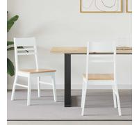 vidaXL Sedie da pranzo 2 pz Legno di gomma solido Bianco