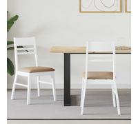 vidaXL Sedie da pranzo 2 pz Legno di gomma solido Bianco