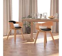 Sedie da Pranzo 2 pz Nere in Legno Curvato e Similpelle