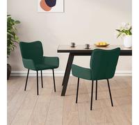 vidaXL Sedie da Pranzo 2 pz Verde Scuro in Velluto