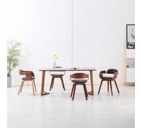 vidaXL Sedie da Pranzo 4 pz Grigio Scuro in Tessuto e Legno Curvato