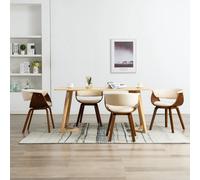 vidaXL Sedie da Pranzo 4 pz in Legno Curvato e Similpelle Crema