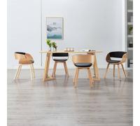 vidaXL Sedie da Pranzo 4 pz Nere in Legno Piegato e Similpelle