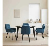 Sedie da pranzo 4 pcs Velluto Blu 59 x 59,5 x 90 cm