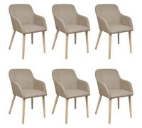 vidaXL - Sedie da Pranzo 6 pz Beige in Tessuto e Massello di Rovere