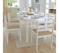Vidaxl - Set 6 Pz Sedia Da Tavola Quadrata In Legno Bianco